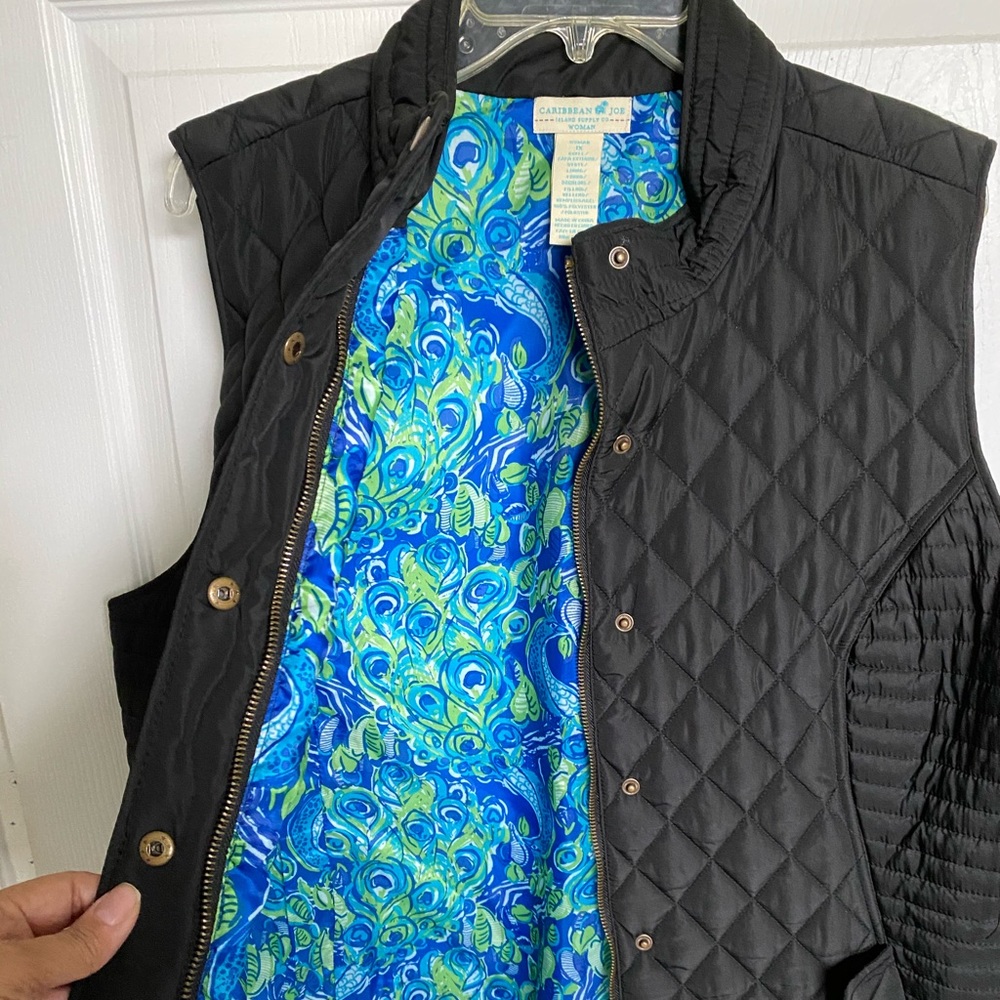 Caribbean Joe black quilted vest 1X